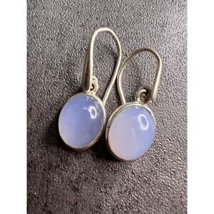 NEW Blue chalcedony sterling silver drop earrings 4.34 grams